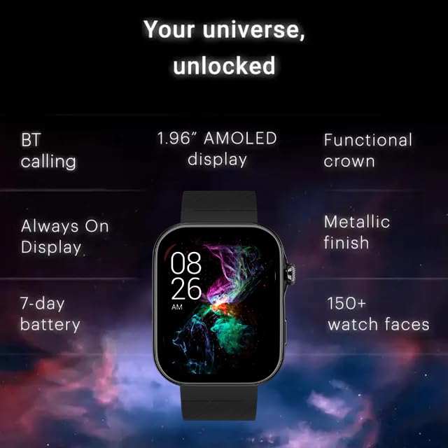 Noise ColorFit Ultra 3 Smart Watch | 1.96" AMOLED | Bluetooth Calling | Metallic Build | Jet Black