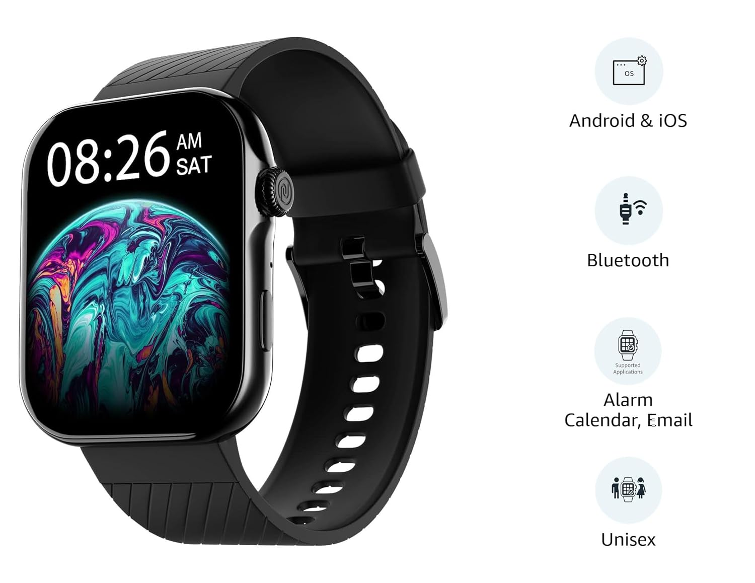 Noise ColorFit Ultra 3 Smart Watch | 1.96" AMOLED | Bluetooth Calling | Metallic Build | Jet Black