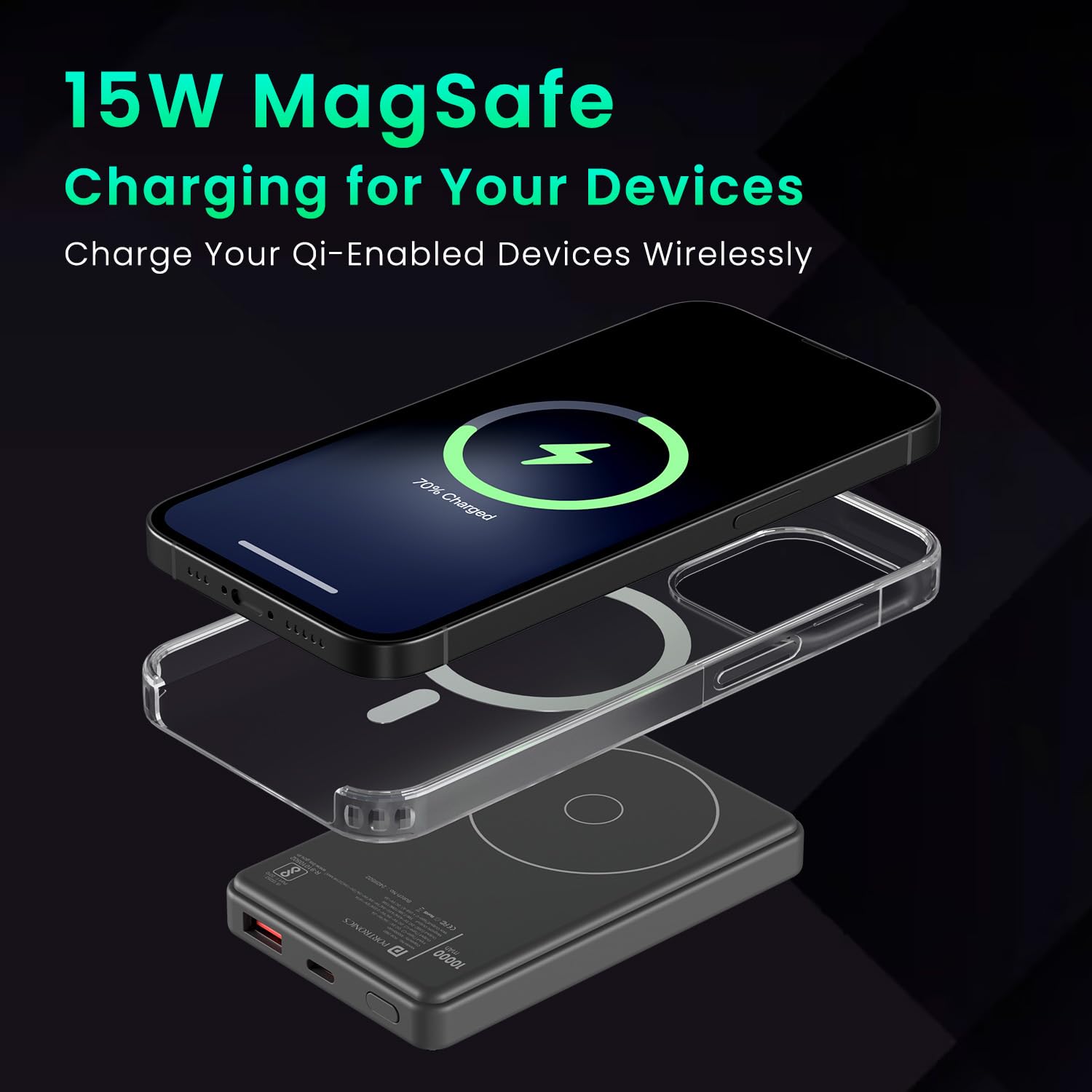 Portronics Luxcell Wireless Mini 10k 10000mAh 15W Magnetic Wireless Fast Charging Nano Power Bank