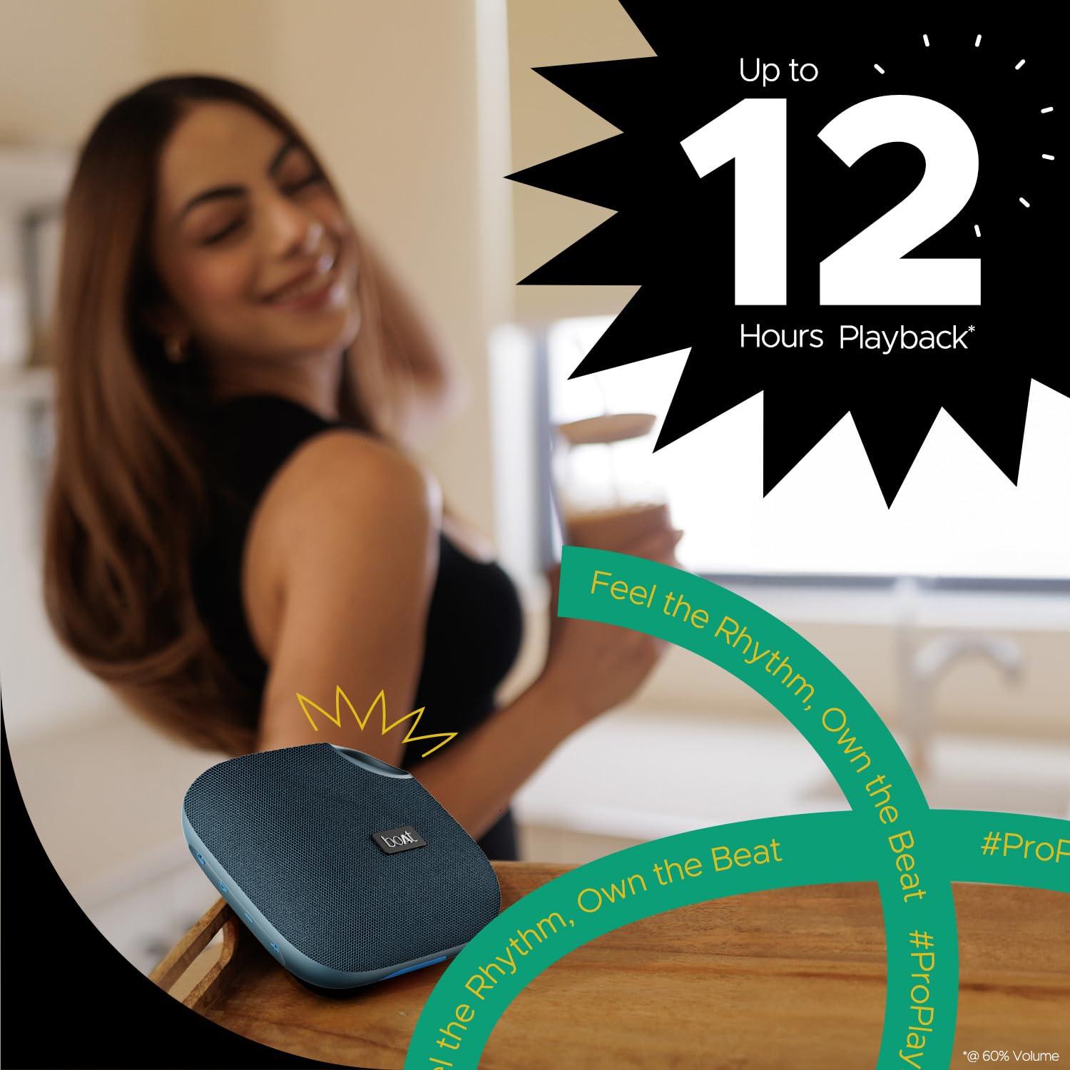 boAt Stone 193 Pro /190 Pro with 5W Signature Sound, Up to 12hrs of Playtime, TWS Feature, Built-in Mic, Bluetooth v5.3, AUX Port, TF Card Connectivity, IPX6 & Type-C Bluetooth Speaker (Raging Black)